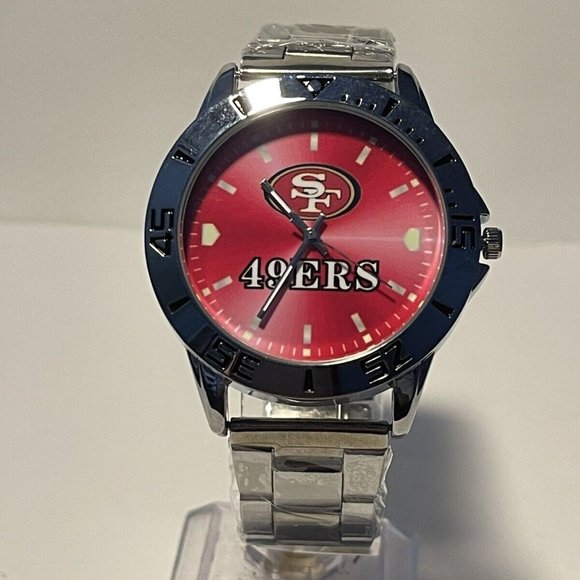 SAN FRANCISCO 49ERS NFL Team Logo Men's Stainless-Steel Silver Analog Watch NEW - Picture 2 of 11